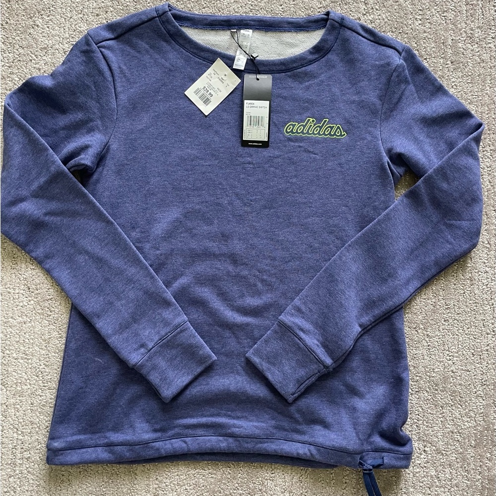 Adidas Women’s Blue Crew Neck Sweatshirt NEW WITH TAGS! Sz S